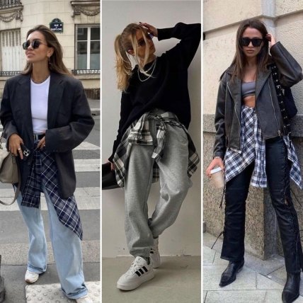 клетчатая рубашка на поясе