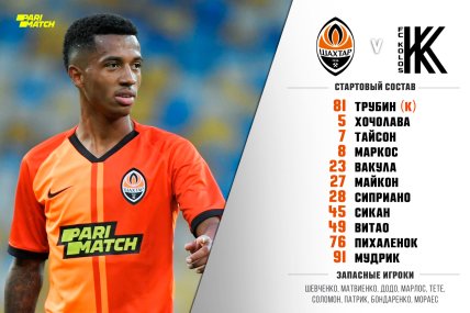 Стартовый состав Шахтера на матч с Колосом