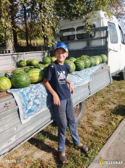Мальчик возле грузовика с арбузами