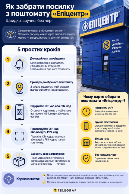 Как забрать посылку из почтомата | Инфографика ИИ "Телеграф"