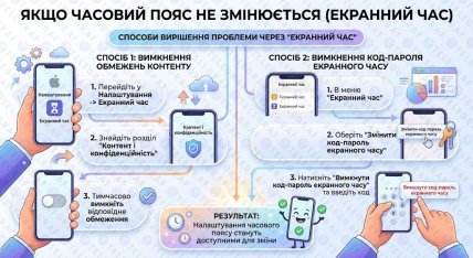 Налаштування в iPhone, якщо часовий пояс не змінюється