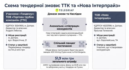 Учасники тендерної змови та наслідки. Інфографіка "Телеграфу"