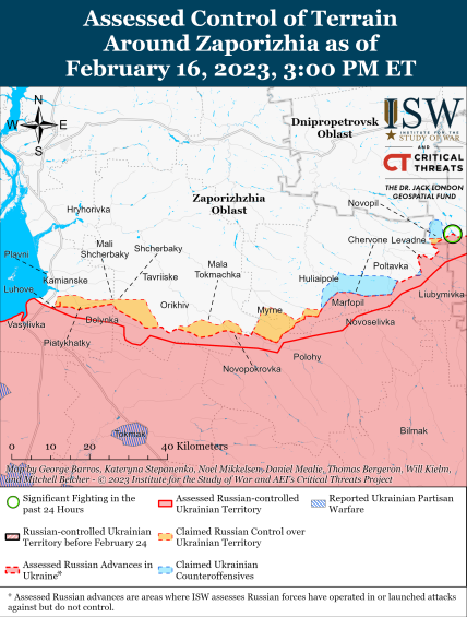 Карта сражение в Запорожской область 17.02