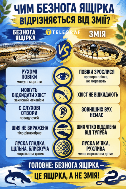 Чем отличается безногая ящерица от змеи