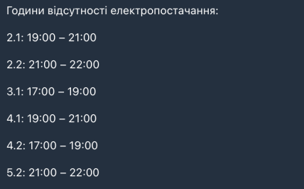 Графики отключений в Черкасской области 13 марта