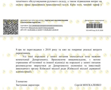 Відповідь КМДА Телеграфу