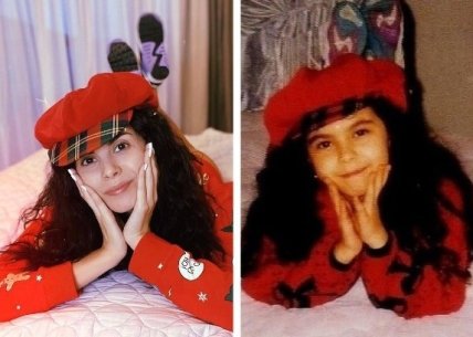 Настя Каменских в детстве и сейчас
