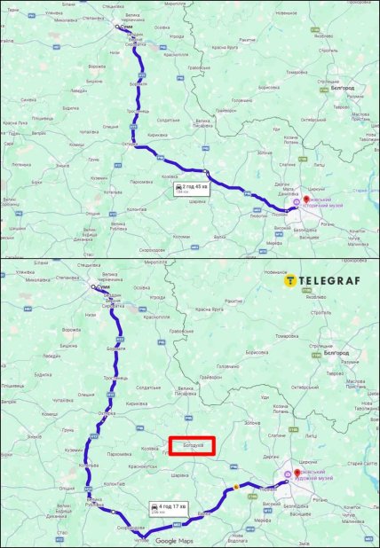 Які є шляхи проїзду від Харкова до Сум. Мапа "Телеграф"