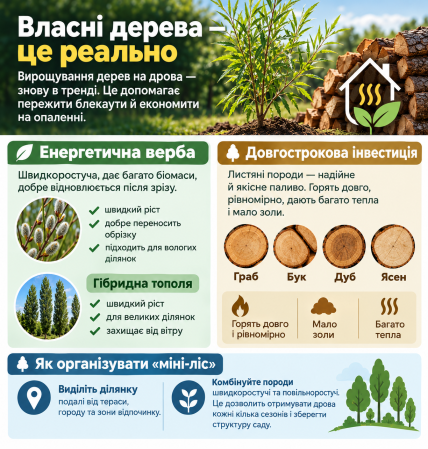 Які дерева краще вирощувати на дрова