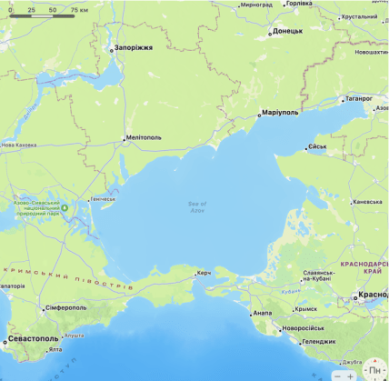 Як виглядає Азовське море на карті
