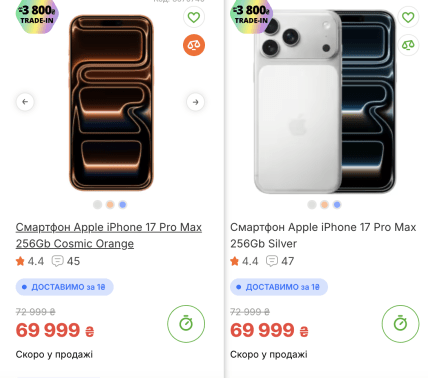 Цена iPhone 17 в Украине