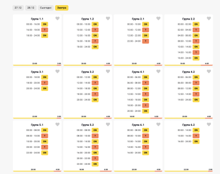 Графики отключений в Винницкой области 30 декабря