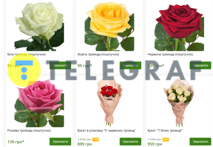Ціни на троянди на сайті Flowers.ua