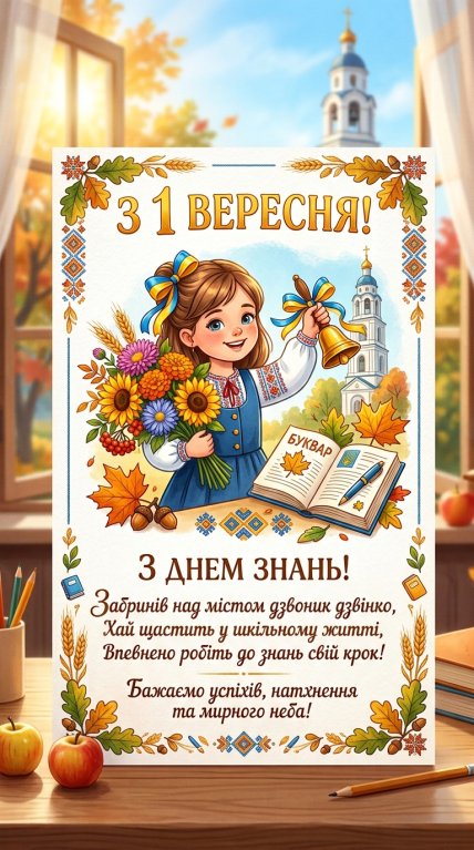 День знань, листівки, 1 вересня, вітання
