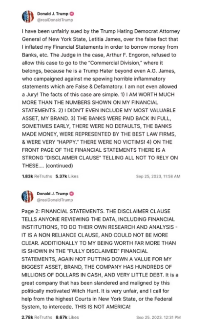 Ответ Трампа на платформе Truth Social