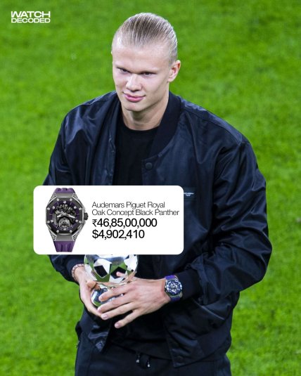 Ерлінг Голанд з годинником Audemars Piguet Marvel Royal Oak Concept Black Panther