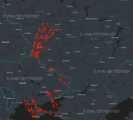 Напрямок руху летять атакувати Росію - карта