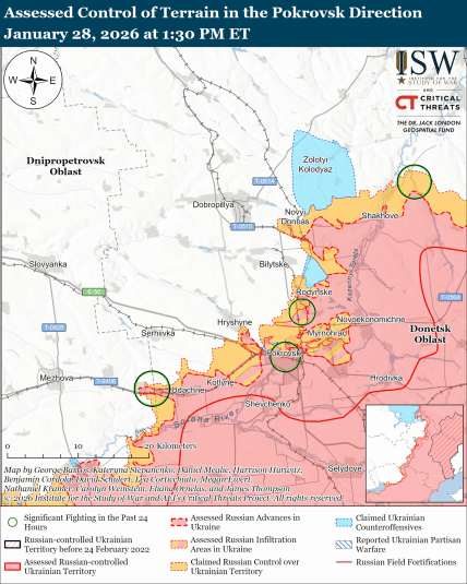 Карта бойових дій на Покровському напрямку ISW