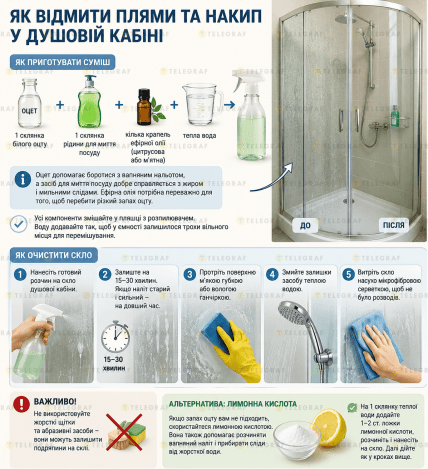 Как быстро очистить душевую кабину от налета