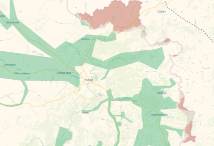 Карта DeepState, где сейчас идут бои в Сумской области