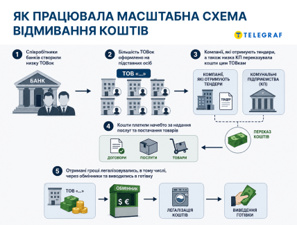 Как работала схема отмывания денег. Инфографика сделана с помощью ИИ