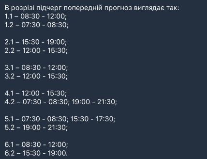 Графіки відключень у Миколаївській області 19 березня