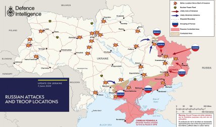 Карта бойових дій в Україні станом на 5 червня
