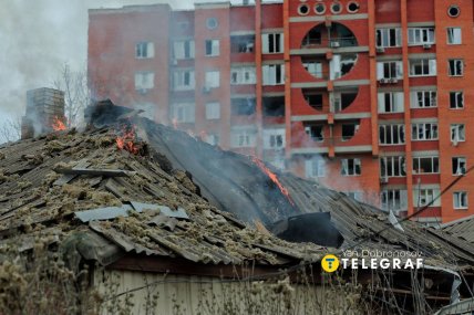 Пожар после атаки на Славянск  30 марта