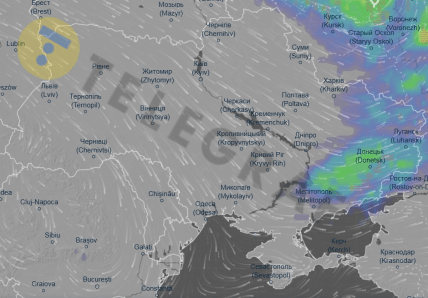 Карта опадів 15:00 11 серпня, скрін