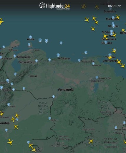 Літаки не літають над Венесуелою, карта