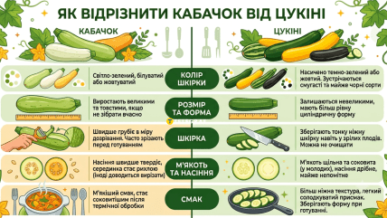 Різниця між кабачком та цукіні