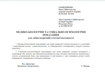 Медико-биологические и социально-психологические показания для изменения или коррекции пола.