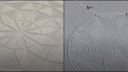 Пенсионер из Канады восхитил интернет вытаптыванием огромных узоров на снегу (видео)