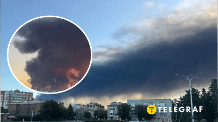 Дим після атаки на Кременчук