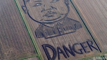 На поле в Италии появился портрет лидера КНДР