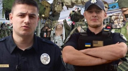 Богдан Шевчук, начальник управління патрульної поліції у Тернопільській області (ліворуч)