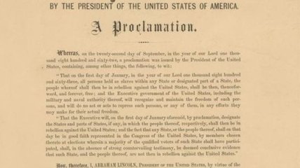 Продана одна из копий Прокламации об отмене рабства  