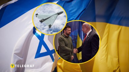 Прапори, глави Ізраїлю та України, дрон