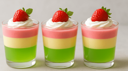 Новорічна веселка: желейний десерт із сиром (відео)