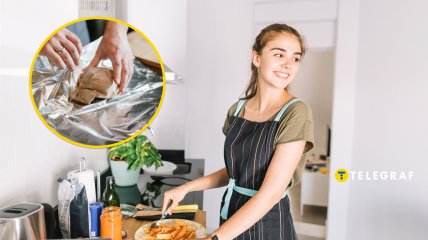 Фольга, дівчина на кухні