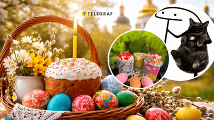 Пасхальная корзина и кот из мема