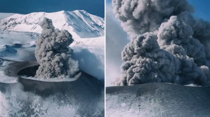 Потужність вулкану Ебеко вражає вже, а виверження навіть не починалося