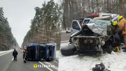 Последствия ДТП на трассе Киев-Ковель