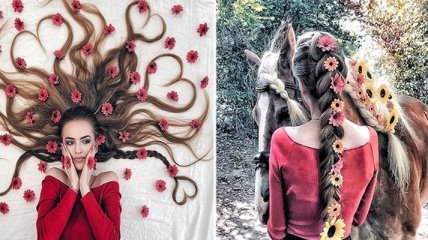 Длинноволосая красавица покорила Интернет роскошными волосами (Фото) 
