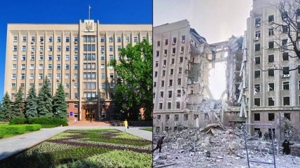 Миколаївська облдержадміністрація до та після удару