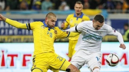Сборная Украины обыграла Словению в первом стыковом матче отбора на Евро-2016