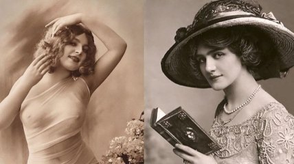 Женская красота в старинных открытках (Фото)