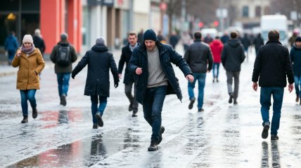 В гололед нужно позаботится о безопасности обуви