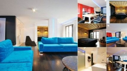 Интерьер современной квартиры с использованием контрастных цветов