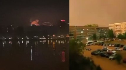 Скрины видео взрывов ночью 24 февраля
